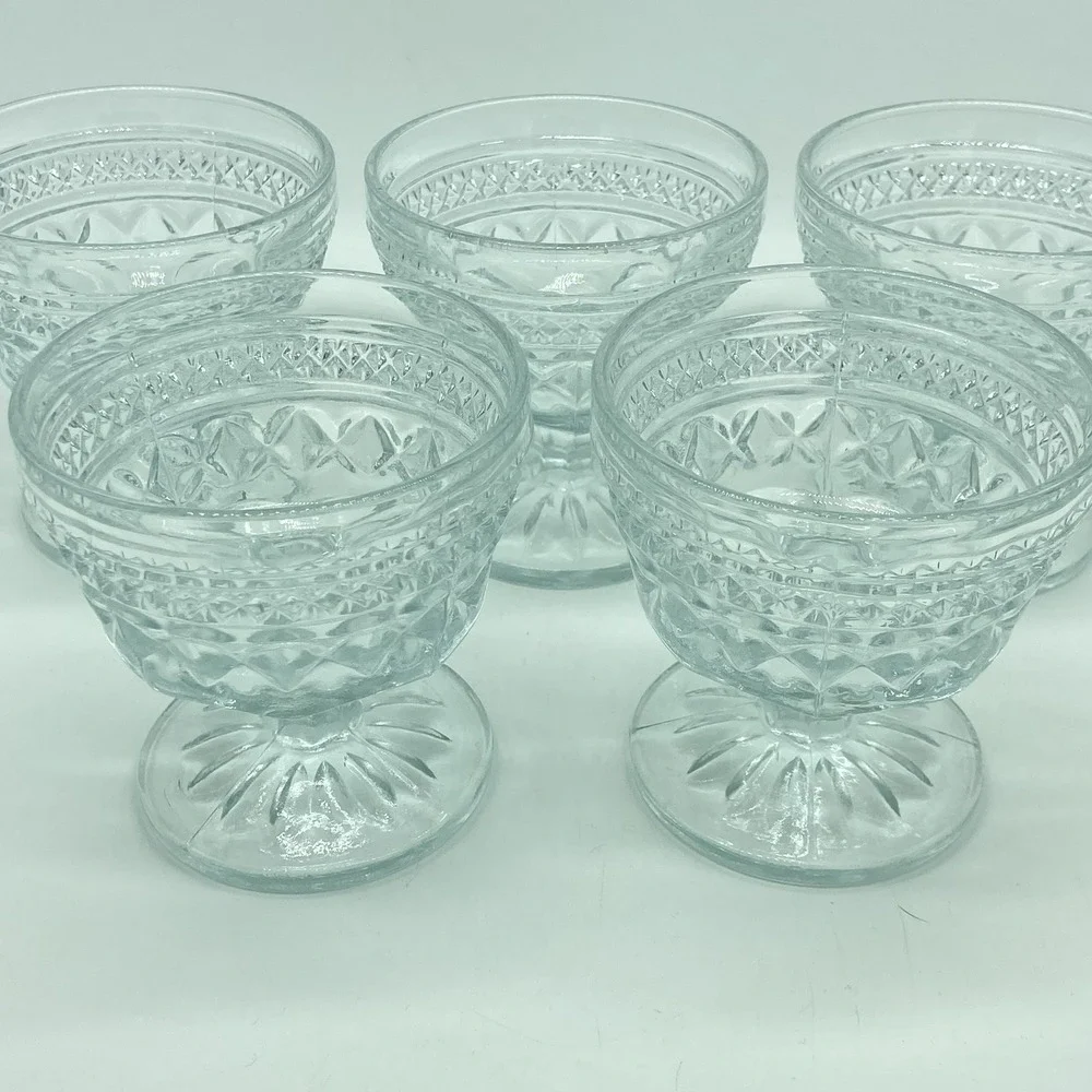 Anchor Hocking Wexford Footed Sherbet Cups 3 5/8